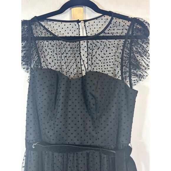 Jason Wu Dress 10 Illusion Mesh Midi Black Polka Dot Classic Party Holiday A1 - Picture 3 of 9
